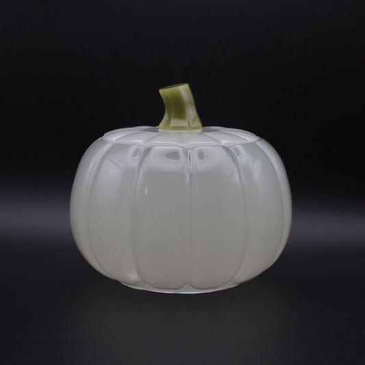Pearl White Pumpkin Jar | Decorative Storage Bowl | Small Resin Jar with Lid | Fall or Halloween Decor