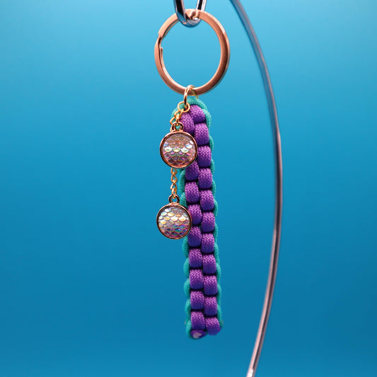 Mermaid Keychain with Fish Scale Charms | Colorful Handmade Keyring | Backpack & Purse Accessories | Gift for Ocean-lovers and Readers