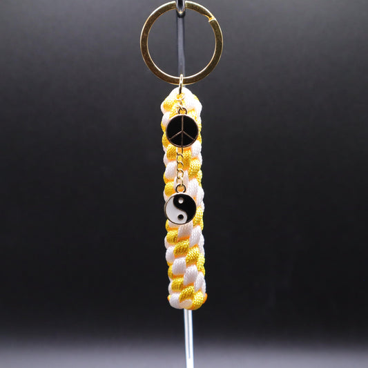 Peace Sign Keychain with Yin Yang Charms | Colorful Handmade Keyring | Backpack and Purse Accessories | Gift for Boho Hippie