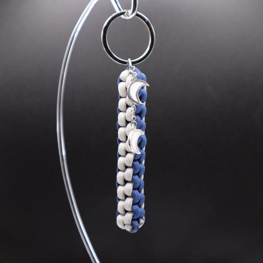 Moon Keychain with Crescent Moon Charms | Colorful Handmade Keyring | Backpack & Purse Accessories | Gift for Galaxy and Astronomy Lovers