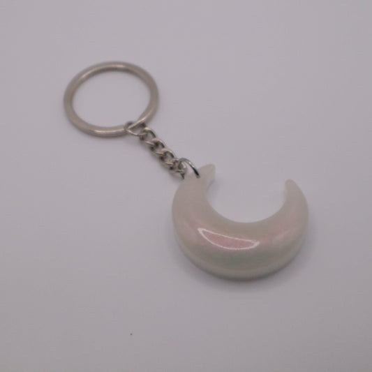 Pearl Red Moon Keychain | Handmade Resin Crescent Moon Keyring | Backpack & Purse Accessories