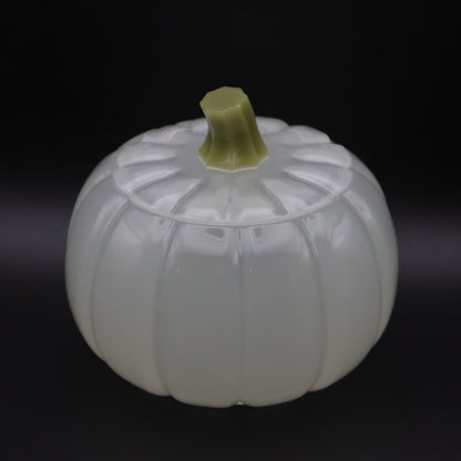 Pearl White Pumpkin Jar | Decorative Storage Bowl | Small Resin Jar with Lid | Fall or Halloween Decor