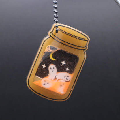 Graveyard Ghosts Jar Shaker Keychain | Halloween Accessories