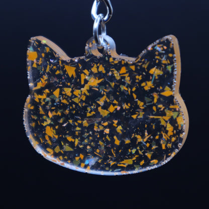 Orange Iridescent Cat Keychain | Fall Resin Keyring | Backpack & Purse Accessories