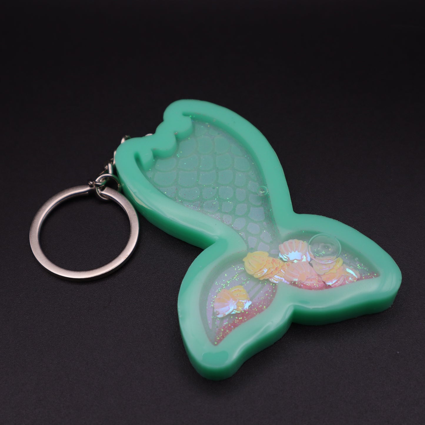 Turquoise Mermaid Tail Shaker Keychain