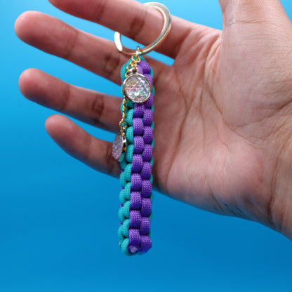 Mermaid Keychain with Fish Scale Charms | Colorful Handmade Keyring | Backpack & Purse Accessories | Gift for Ocean-lovers and Readers