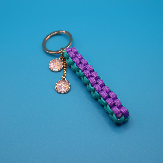Mermaid Keychain with Fish Scale Charms | Colorful Handmade Keyring | Backpack & Purse Accessories | Gift for Ocean-lovers and Readers