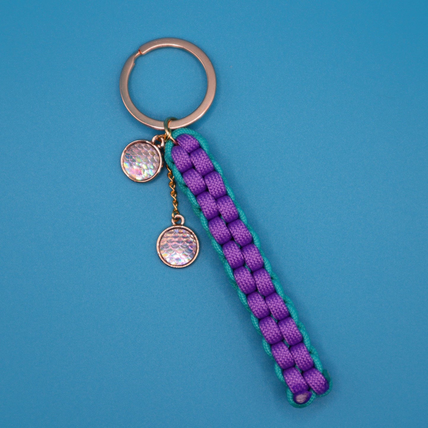 Mermaid Keychain with Fish Scale Charms | Colorful Handmade Keyring | Backpack & Purse Accessories | Gift for Ocean-lovers and Readers