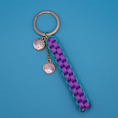 Mermaid Keychain with Fish Scale Charms | Colorful Handmade Keyring | Backpack & Purse Accessories | Gift for Ocean-lovers and Readers