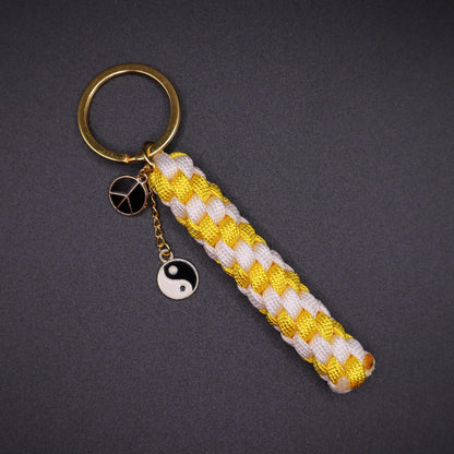 Peace Sign Keychain with Yin Yang Charms | Colorful Handmade Keyring | Backpack and Purse Accessories | Gift for Boho Hippie