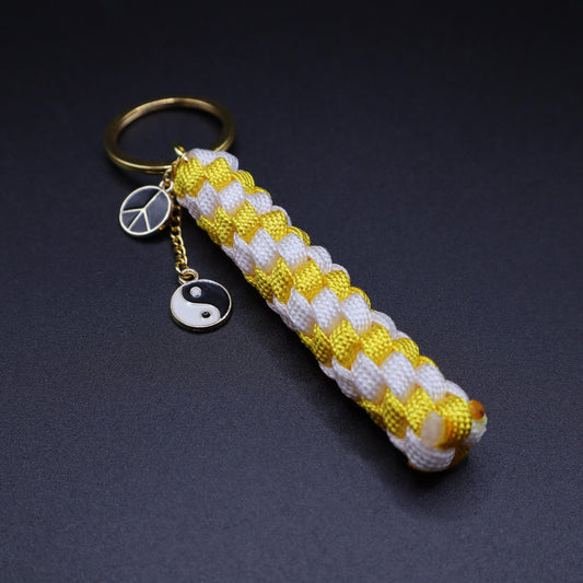 Peace Sign Keychain with Yin Yang Charms | Colorful Handmade Keyring | Backpack and Purse Accessories | Gift for Boho Hippie