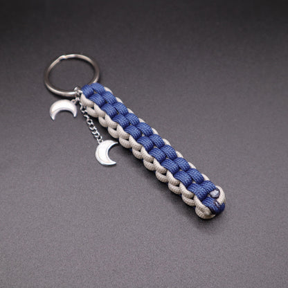 Moon Keychain with Crescent Moon Charms | Colorful Handmade Keyring | Backpack & Purse Accessories | Gift for Galaxy and Astronomy Lovers