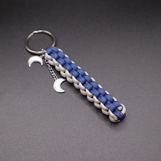 Moon Keychain with Crescent Moon Charms | Colorful Handmade Keyring | Backpack & Purse Accessories | Gift for Galaxy and Astronomy Lovers