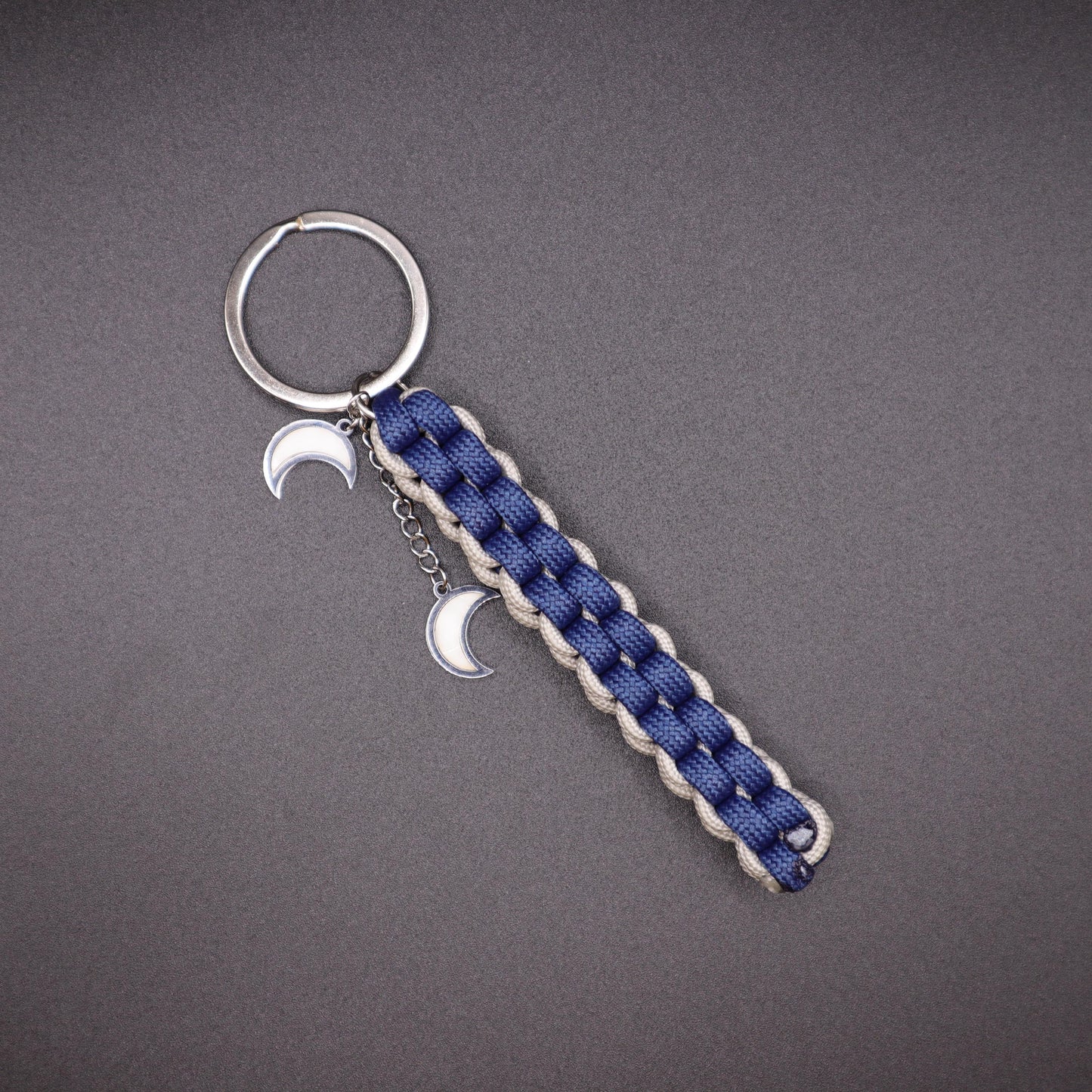 Moon Keychain with Crescent Moon Charms | Colorful Handmade Keyring | Backpack & Purse Accessories | Gift for Galaxy and Astronomy Lovers