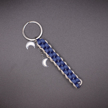 Moon Keychain with Crescent Moon Charms | Colorful Handmade Keyring | Backpack & Purse Accessories | Gift for Galaxy and Astronomy Lovers