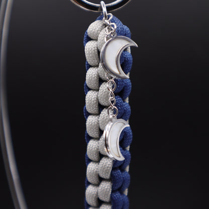 Moon Keychain with Crescent Moon Charms | Colorful Handmade Keyring | Backpack & Purse Accessories | Gift for Galaxy and Astronomy Lovers