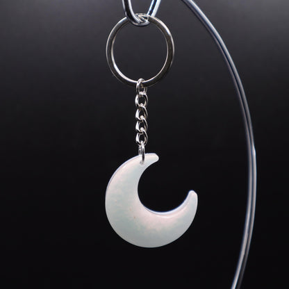 Pearl Red Moon Keychain | Handmade Resin Crescent Moon Keyring | Backpack & Purse Accessories