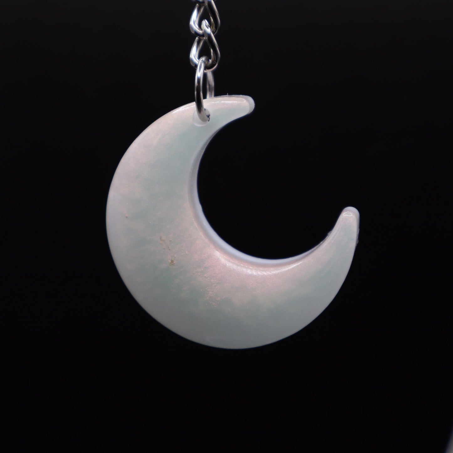 Pearl Red Moon Keychain | Handmade Resin Crescent Moon Keyring | Backpack & Purse Accessories