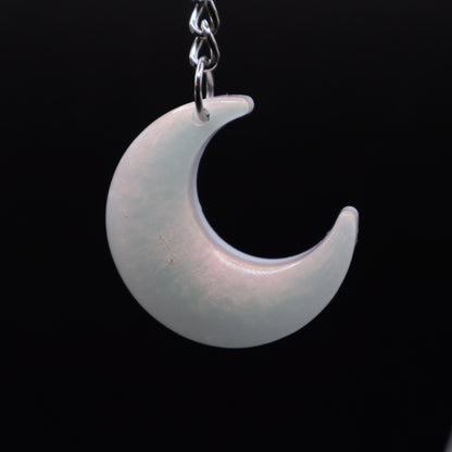Pearl Red Moon Keychain | Handmade Resin Crescent Moon Keyring | Backpack & Purse Accessories