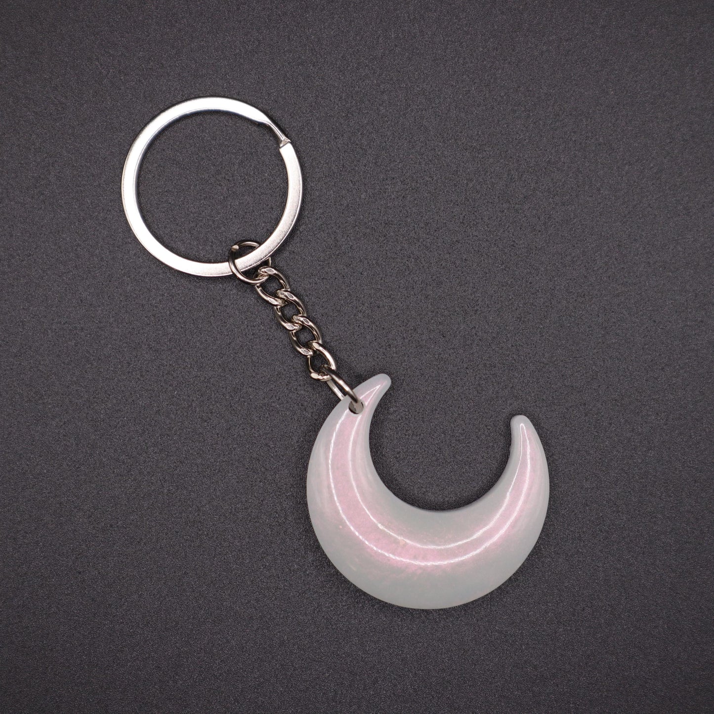 Pearl Red Moon Keychain | Handmade Resin Crescent Moon Keyring | Backpack & Purse Accessories