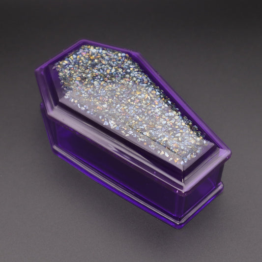 Purple Gothic Coffin Box | Decorative Trinket Bowl | Small Resin Jewelry Storage with lid | Vampire Decor