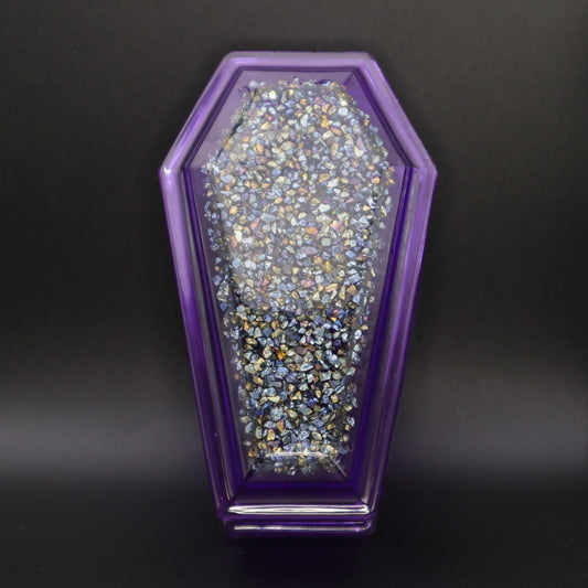 Purple Gothic Coffin Box | Decorative Trinket Bowl | Small Resin Jewelry Storage with lid | Vampire Decor