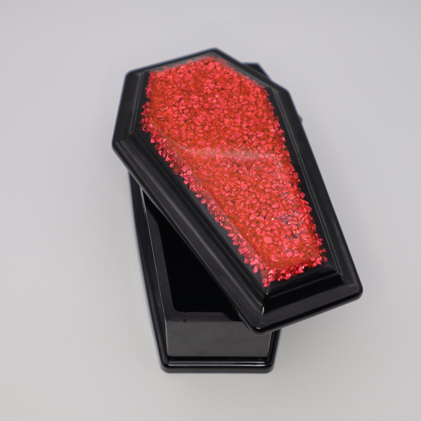 Black Gothic Coffin Box | Decorative Trinket Bowl | Small Resin Jewelry Storage with lid | Vampire Decor