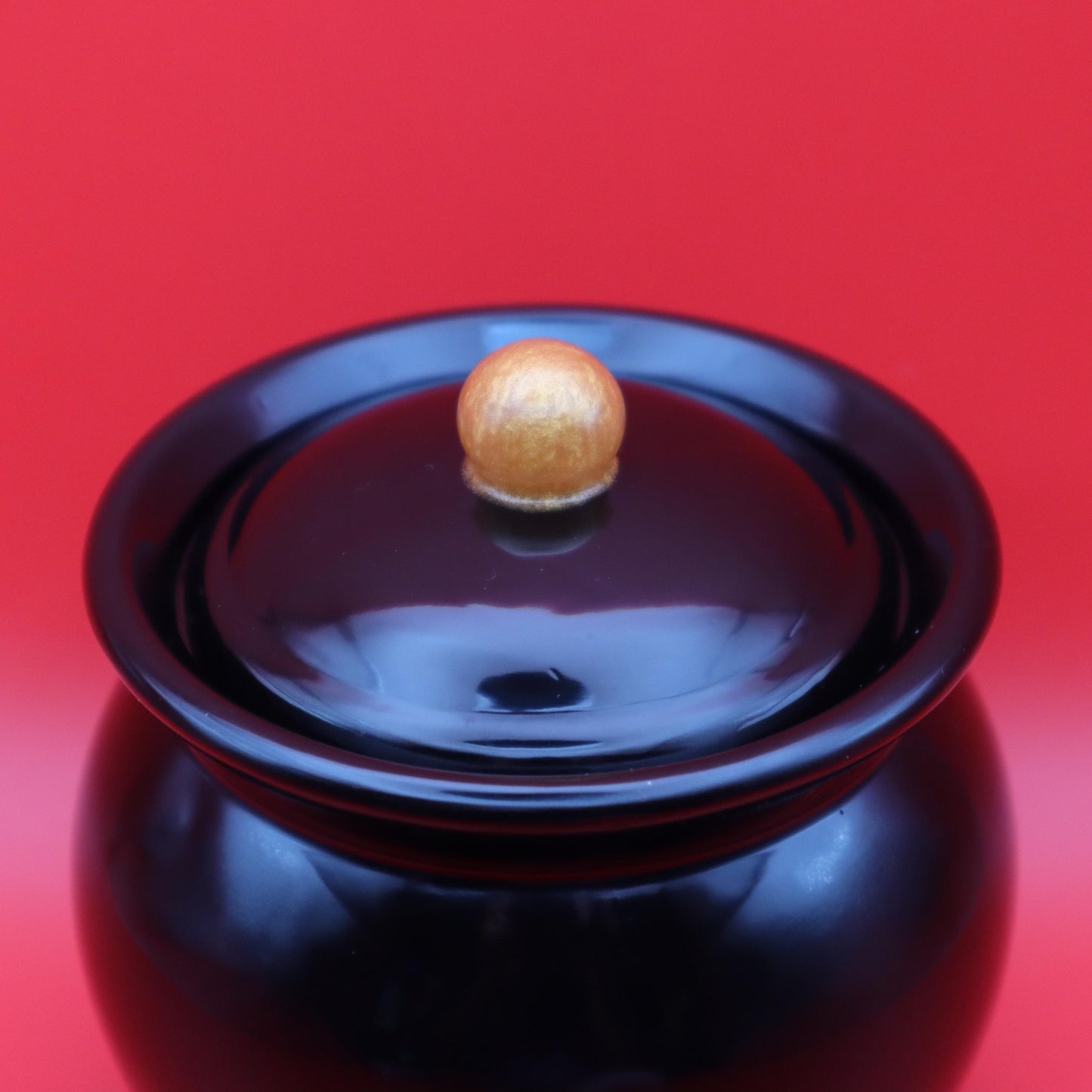 Black and Gold Cauldron Trinket Jar | Decorative Storage Bowl | Small Resin Jewelry Jar with lid | Dark Decor