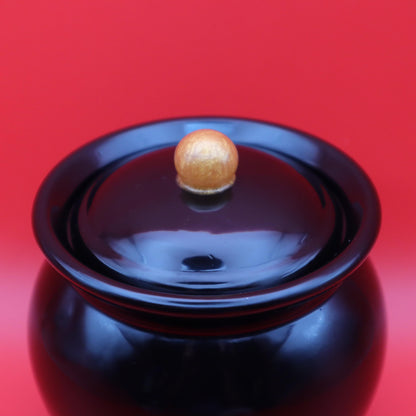 Black and Gold Cauldron Trinket Jar | Decorative Storage Bowl | Small Resin Jewelry Jar with lid | Dark Decor