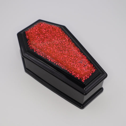 Black Gothic Coffin Box | Decorative Trinket Bowl | Small Resin Jewelry Storage with lid | Vampire Decor
