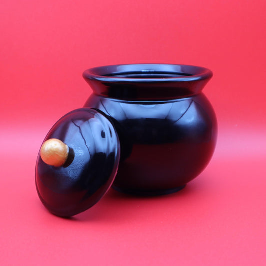 Black and Gold Cauldron Trinket Jar | Decorative Storage Bowl | Small Resin Jewelry Jar with lid | Dark Decor